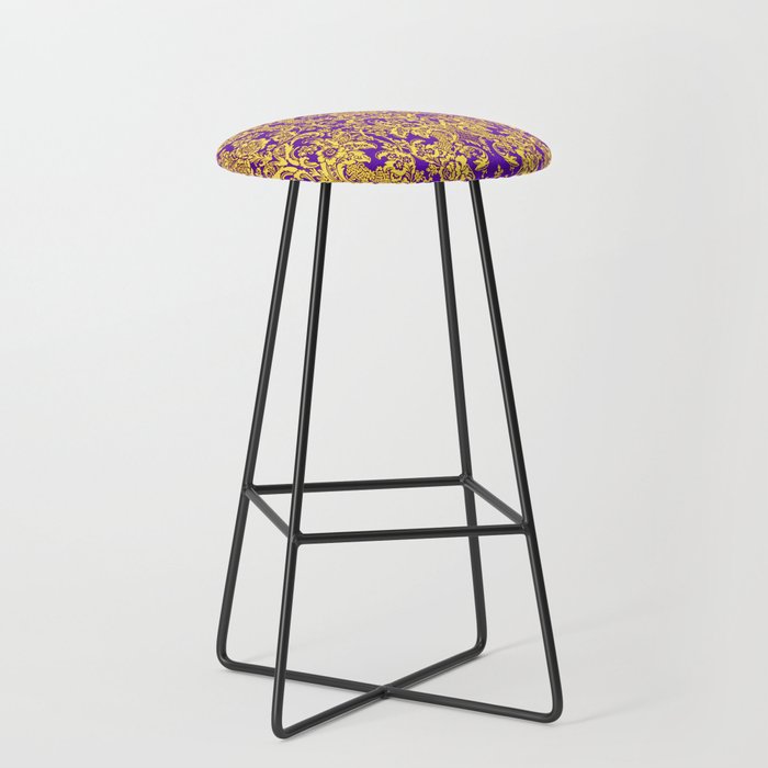 Damask Bar Stool, Purple And Golden Damask Bar Stool By Clemm Society6
