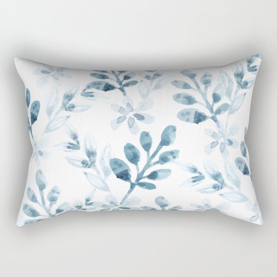 Watercolor Floral Pattern (Winter Version) Rectangular Pillow
