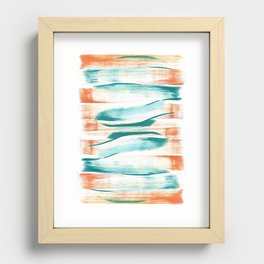 Teal and Orange Brush Strokes Recessed Framed Print