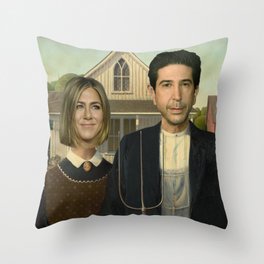 Ross & Rachel in American Gothic (Friends)  Throw Pillow