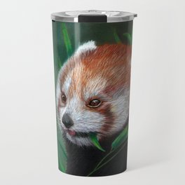 Red Panda, A Realistic Pastel Artwork Travel Mug