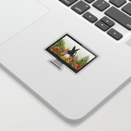 Computer - black & white Bunny Leaves Heliconia Flowers Sticker