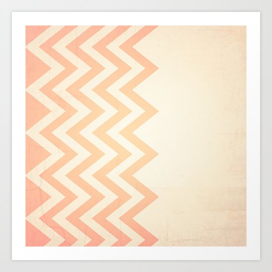 Orange Textured Chevron Art Print