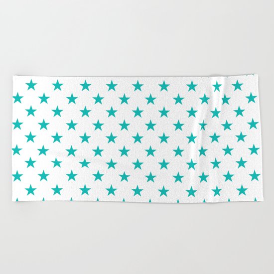 Stars (Tiffany Blue/White) Beach Towel