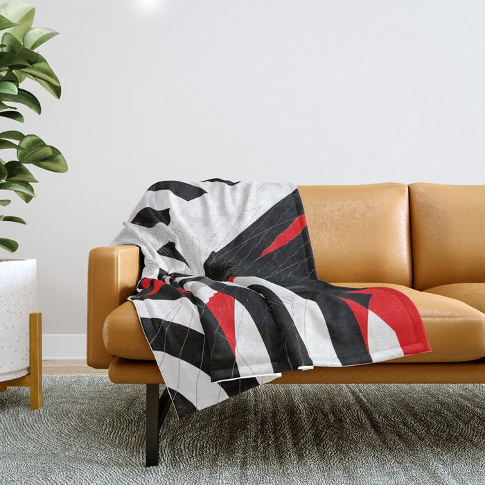black and white meets red Version 8 Throw Blanket