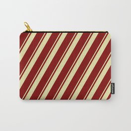 [ Thumbnail: Maroon & Pale Goldenrod Colored Lines Pattern Carry-All Pouch ]