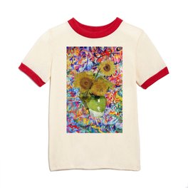 Van Gogh Sunflowers Remixed with My Graffiti Abstract Art  Kids T Shirt