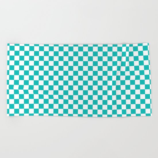 Checker (Tiffany Blue/White) Beach Towel