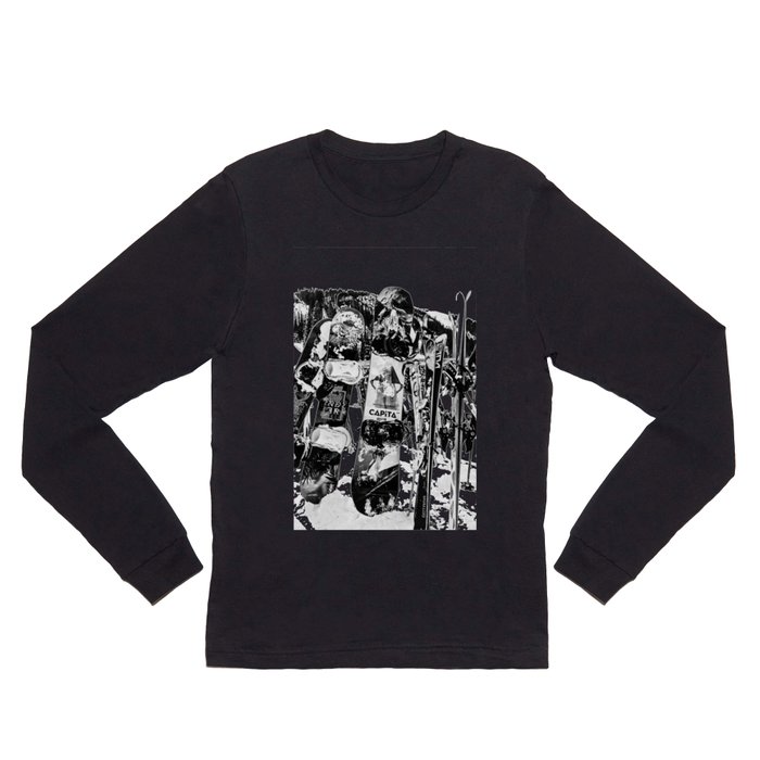 Snowboard Season in Black and White Long Sleeve T Shirt