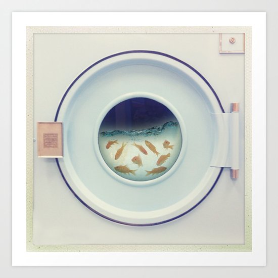 Tumbling goldfish Art Print
