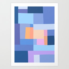 Mosaic Brights 4 | Color Blocking | Blue, Lavender, Pastel Peach Art Print