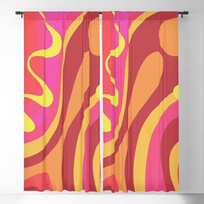 Dopamine Please - Trippy Retro Psychedelic Abstract Pattern Magenta Pink Orange Yellow Blackout Curtain