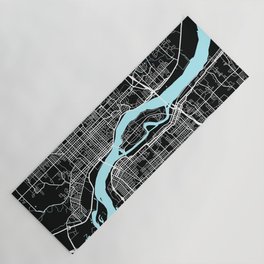 Quad Cities Map - Black Yoga Mat