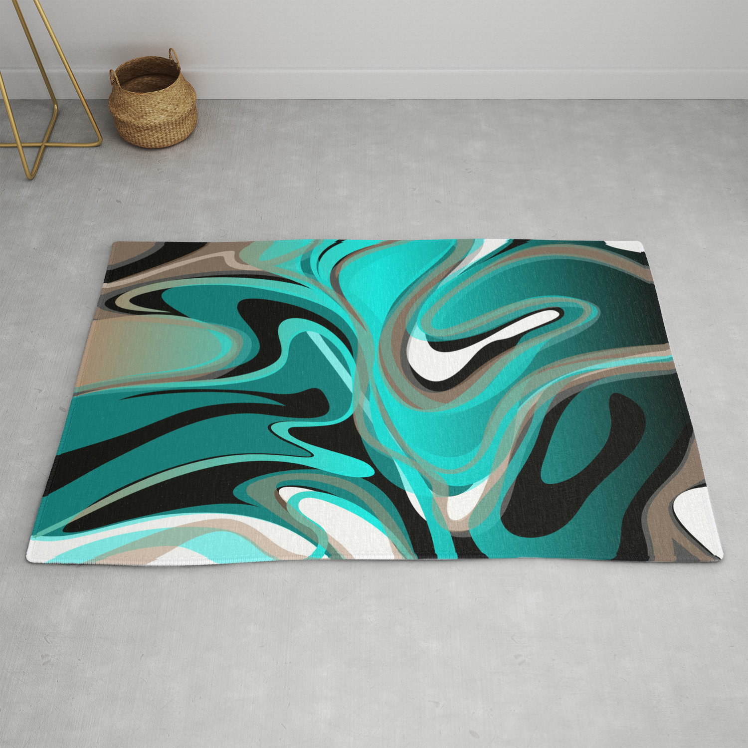 Brown Turquoise Teal Black, Teal And White Rug