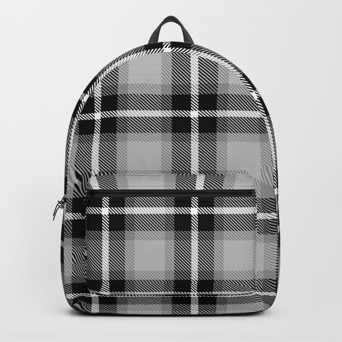 black and grey checkered backpack