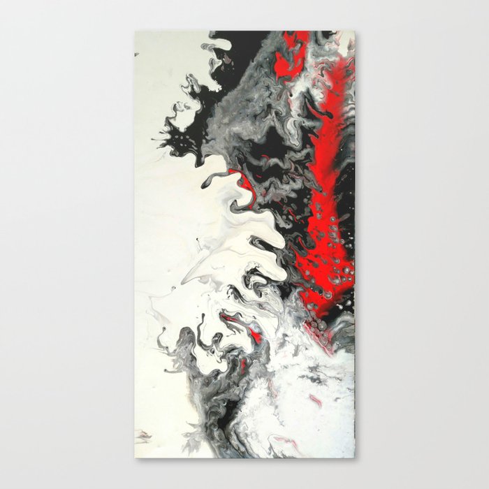 Black Red White Fluid Marble Painting Abstract Art Canvas Print By