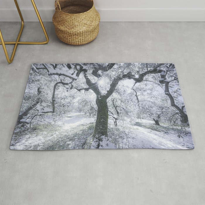 Snow Covered Olive Grove. Tuscany Rug