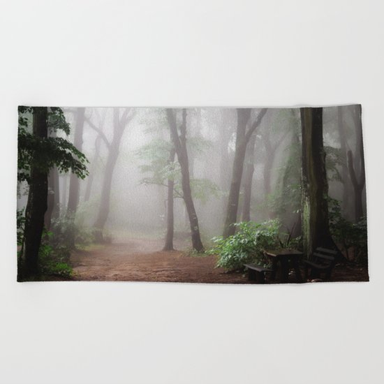 Misty Woods #adventure #photography Beach Towel