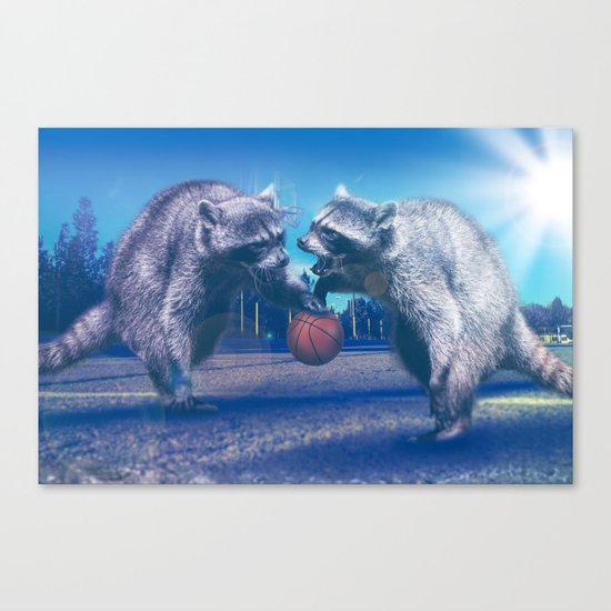 Racoon Basketball Game Canvas Print