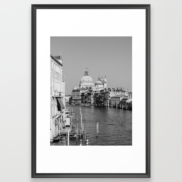 Venice Grand Canal Black and White Framed Art Print