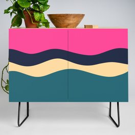 Minimalistic Wave Colorful Art Pattern Design Credenza