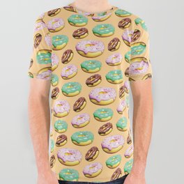 3D Donut Pattern - Strawberry, Chocolate, Matcha All Over Graphic Tee