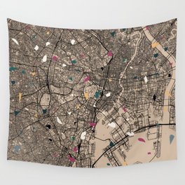 TOKYO Japan - City Map Collage Wall Tapestry