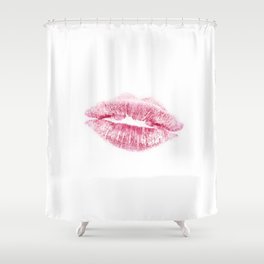 KISS LIPS IN RED. Shower Curtain