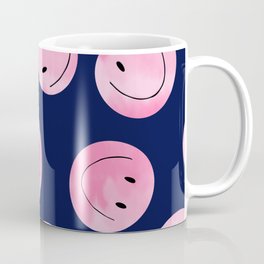 Happy Pink Smile Faces Pattern Coffee Mug