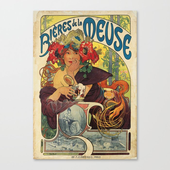 Bières De La Meuse (1897) - Alphonse Mucha Canvas Print