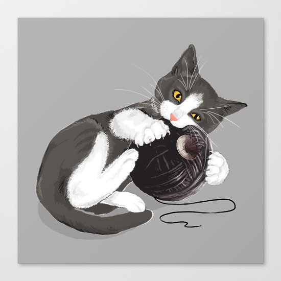 Kitten and Death Star Ball of Yarn Canvas Print
