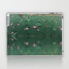 The lily pond at Benten Shrine in Shiba, Japan floral Japanese landscape painting by Kawase Hasui Laptop Skin