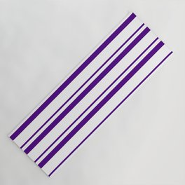 [ Thumbnail: Indigo and White Colored Lines Pattern Yoga Mat ]