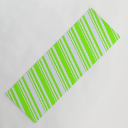 [ Thumbnail: Green & Lavender Colored Striped/Lined Pattern Yoga Mat ]