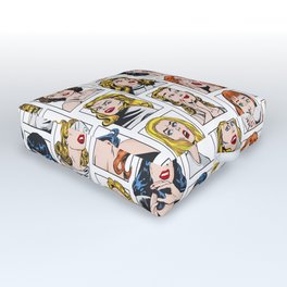 Vintage Pulp Comic Pop Culture Pin Up Girl Art Pattern Color Outdoor Floor Cushion