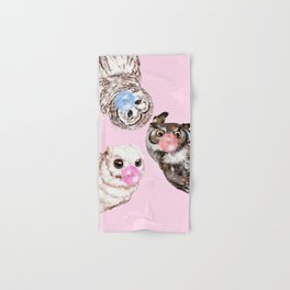 Playful Owls Bubble Gum Gang in Pink Hand & Bath Towel