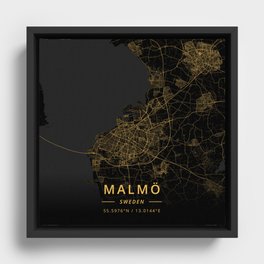 Malmo, Sweden - Gold Framed Canvas