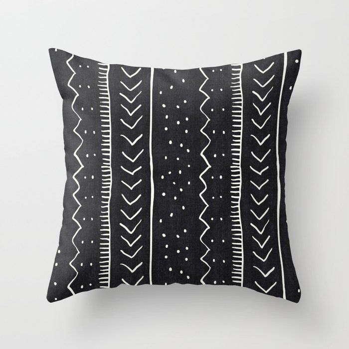 Cute Geometric Stripe in Black and White Throw Pillow