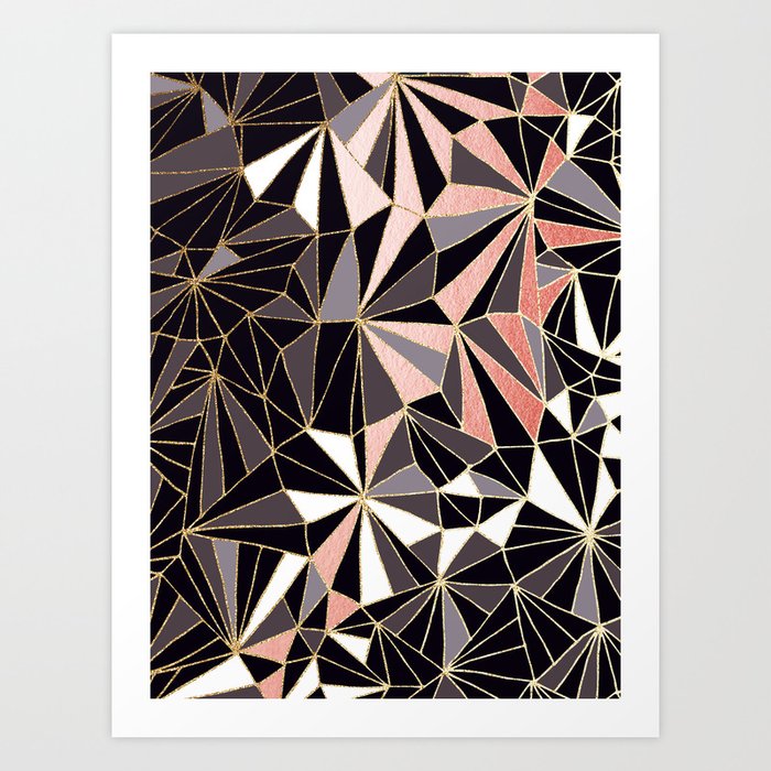Stylish Art Deco Geometric Pattern Black Coral Gold Abstract Pattern Art Print By Dominiquevari Stylish Art Deco Geometric Pattern Black Coral Gold Abstract Pattern Art Print By Dominiquevari