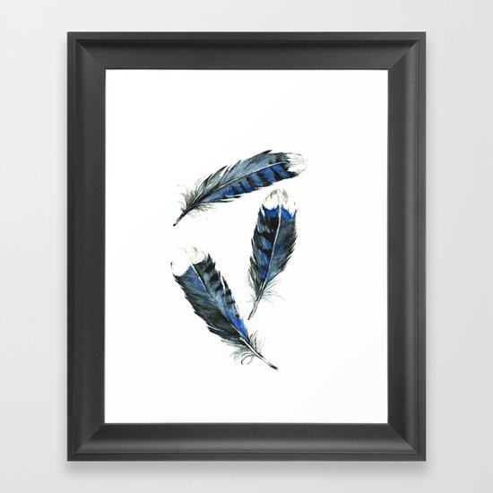 Blue Jay Feathers, Unadorned Framed Art Print