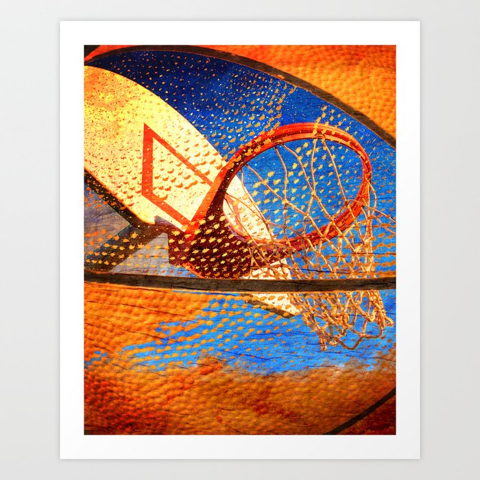 Basketball Hoop On Basketball Art Art Print