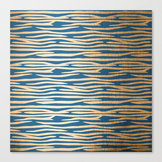 Zebra - Orange Sherbet Shimmer on Saltwater Taffy Teal Canvas Print