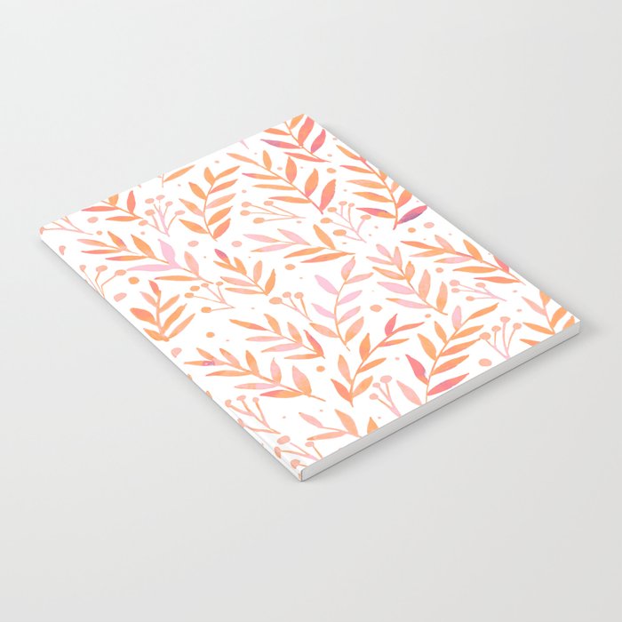 Watercolor branches - pastel orange and pink Notebook