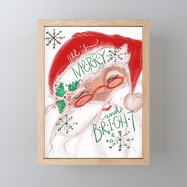 Merry and Bright Santa Framed Mini Art Print