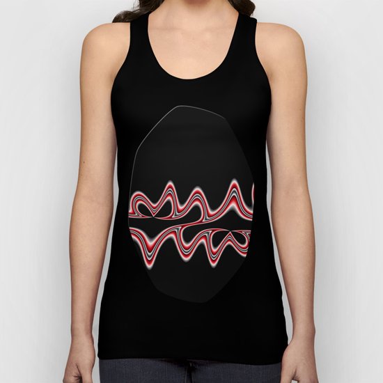 Fractal Line Art in Red, White and Black Unisex Tank Top