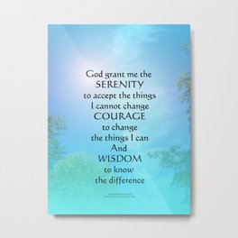 Serenity Prayer September Sky Metal Print | Photo, Recovery, Wisdom, Health, Sober, Spiritual, Gifts, Courage, Encouragement, Digital 