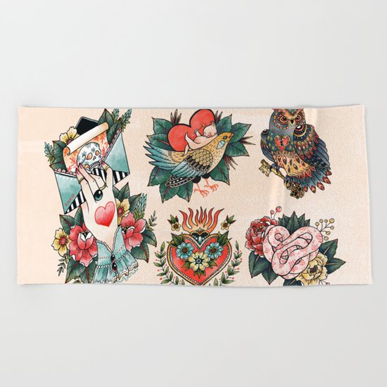 Tattoos of Love Beach Towel