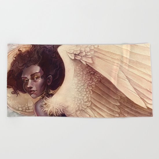 golden angel Beach Towel
