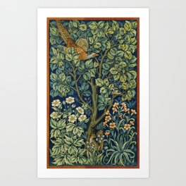 Vintage Pheasant William Morris Illustration Arts and Crafts Movement Art Print
