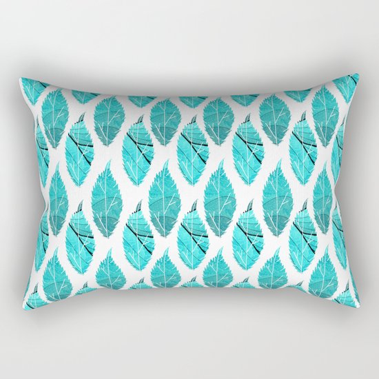 Blue Leaves Rectangular Pillow
